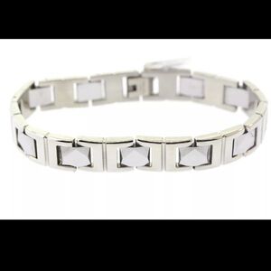 Men's Stainless Steel & Faceted Tungsten Link Bracelet